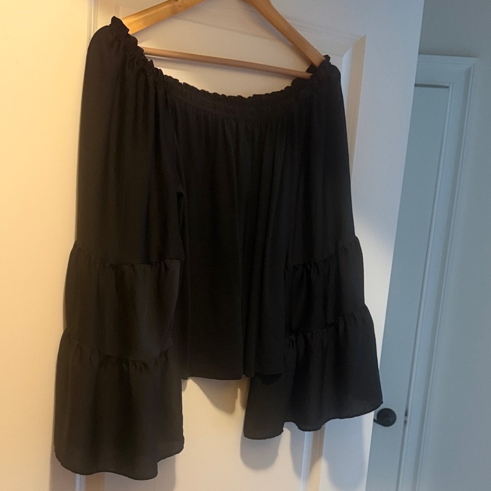 Anthropologie Black Off-Shoulder Blouse